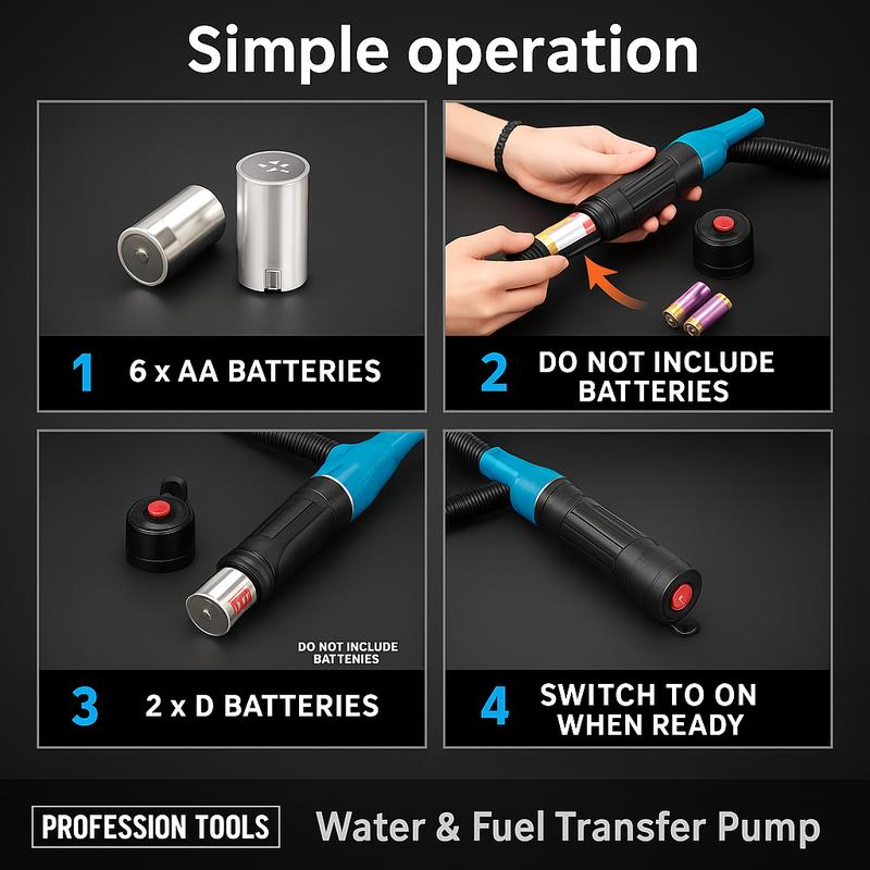 Electric Fuel Transfer Pump Powered, 3GPM Portable Fluid Transfer Siphon Pump with Oil Pipeline, Battery Gas Pumps with Adjustable Flow Control Nozzle for Car Gas Can/Gasoline/Water/Oil