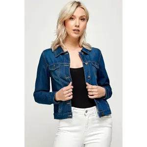 Classic vintage wash women denim jackets B501J-DK-BLU