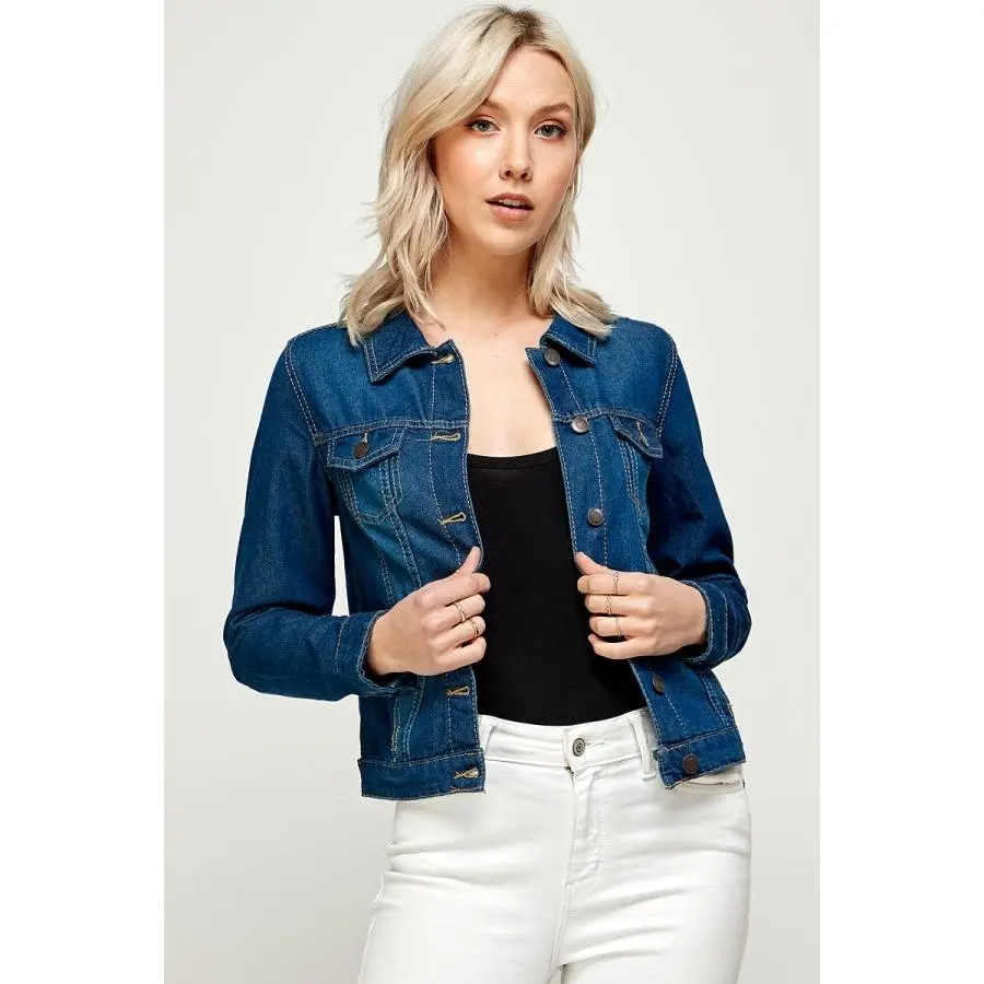 Classic vintage wash women denim jackets B501J-DK-BLU