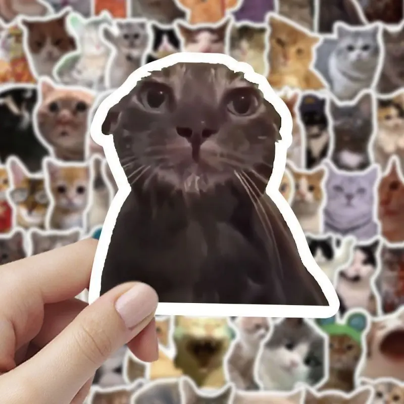 [Cat Sticker Pack] 100pcs Cute and Funny Cat Sticker Pack - Decorative Stickers, Adhesive Stickers, Decal Sticker, Cute Animal Stickers, Trendy Instagram-Style Memes for Laptops, Suitcases, Computers, Chairs, Walls, Cabinets