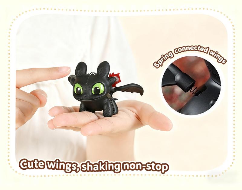 DIYCOM How to Train Your Dragon Night Fury Dragon Keychain Glow in the Dark Mini Dragon Pendant with Moving Wings Trendy Bag Charm Car Ornament Keychain Gift Christmas Gift Birthday Peripheral