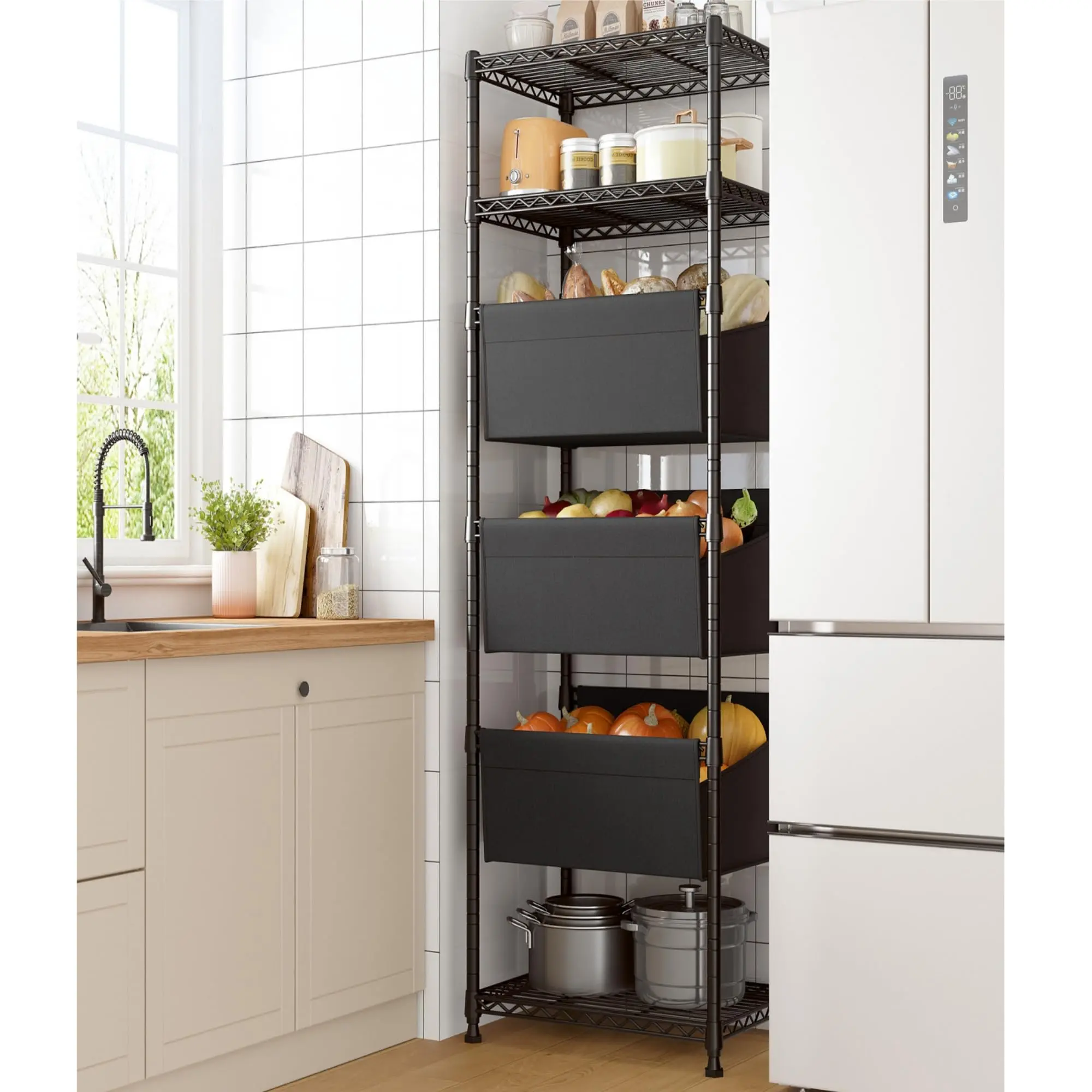 Raybee Furniture 6-Tier Wire Shelving Unit and Storage Shelf, Adjustable Rack, Sturdy Metal Shelves for Storage, Metal Shelving for Pantry, Kitchen Organizing Organiser pantry storage organizers