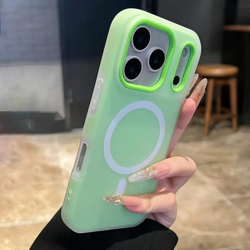 Phone Case Luxury 2-in-1 Magnetic Case in Sweet Colors Compatible with iPhone 17 Pro Max Air 16 15 14 13 12 Pro Max Plus Soft Frosted Protective Cover with Magnetic Wireless Charging Shockproof Back Cover