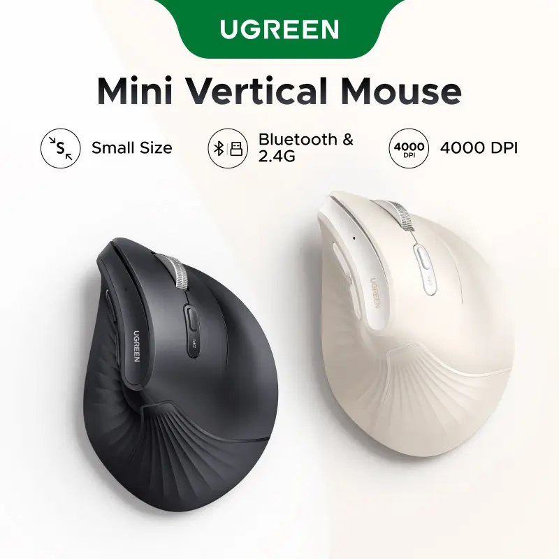 UGREEN Vertical Wireless (Bluetooth 5.0+2.4G) Ergonomic Mouse with 5 Buttons, 1000/1600/2000/3200/4000 DPI, Prevention of Mouse Arm, Vertical Mouse Compatible with PC/Laptop/Tablet （Small Size）,DealsForYouDays tiktokshopbacktoschool