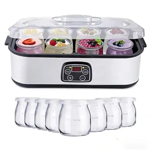 Premium Yogurt Maker | Automatic Fermentation, Digital Control, 8 Glass Jars | Make Fresh, Custom Yogurt with Ease | Perfect for Breakfast, Snacks, and Desserts