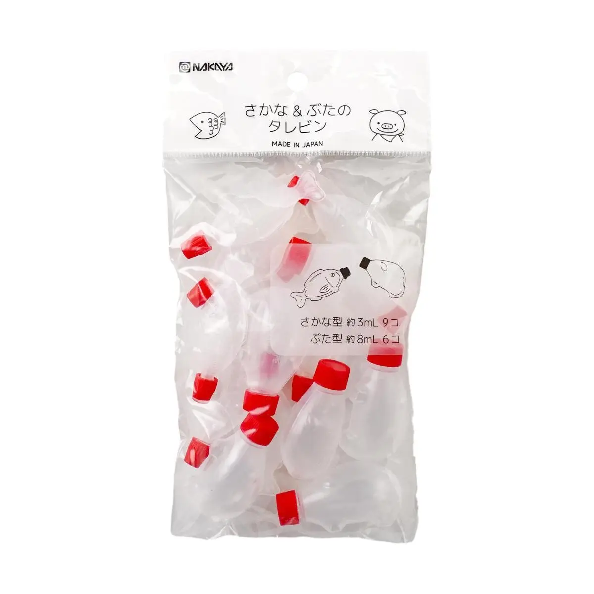 NAKAYA Japanese Mini Sauce Bottles - Cute Pig & Fish Shapes, 15 Pack Bento Lunchbox Condiment Dispensers, 3ml & 8ml Assorted Sizes for Picnic & Travel