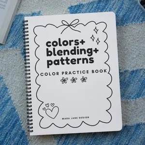 Coloring + Blending + Patterns: A Color Practice Book, Adult Coloring Marker Swatch Sheets, Spiral Bound, Thick Cardstock