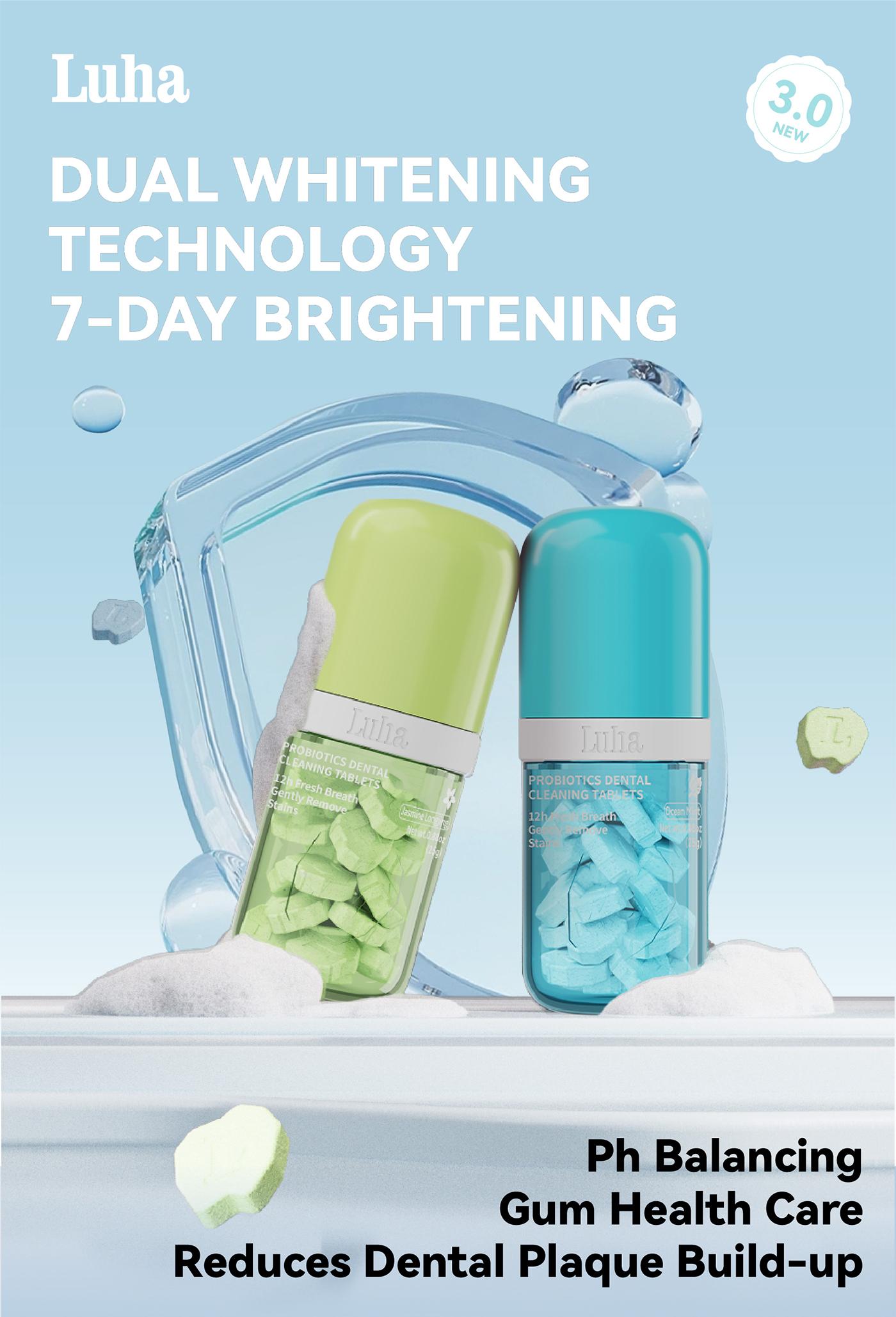 LUHA No-Brush Toothpaste – Fluoride-Free,Brightening,Eco-Friendly & Convenient | Long-Lasting Fresh Breath | Removes Stains & Plaque | With Probiotics & Pearl Powder | Safe for Adults & Kids #dealsforyoudays Compact Size Oral