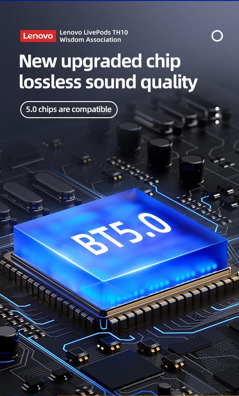 Lenovo TH10 Over-Ear Wireless Headphones with Bluetooth 5.0, Zero-Delay 3D Hi-Fi Stereo Sound, Telescopic Foldable Design for Comfortable Wear, Sweat-Resistant Sports Headset for Music & Calls