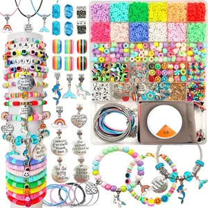 Bracelet Making Kit with Unicorn & Mermaid Beads, Letter Beads, Rainbow Beads & DIY Jewelry Craft - Complete Charm Bracelets Kit for Birthday Party Favors, Creative Birthday/Halloween Gifts with Storage -like Manual (Ages