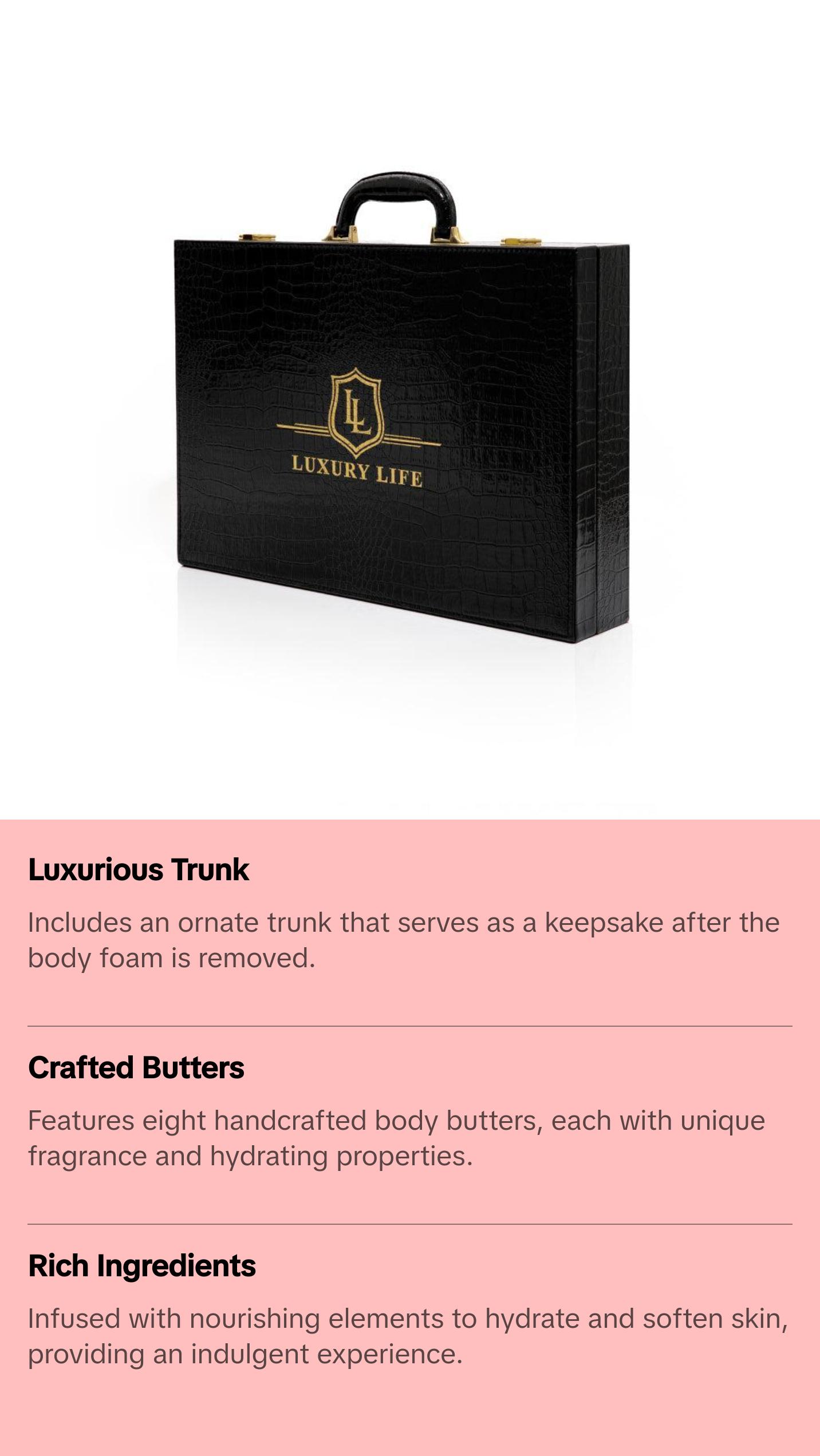 The Luxury Life Trunk Collection: A Symphony of Scents and Elegance Body Care Foam The Luxury Life Trunk Collection: A Symphony of Scents and Elegance Body Care Foam