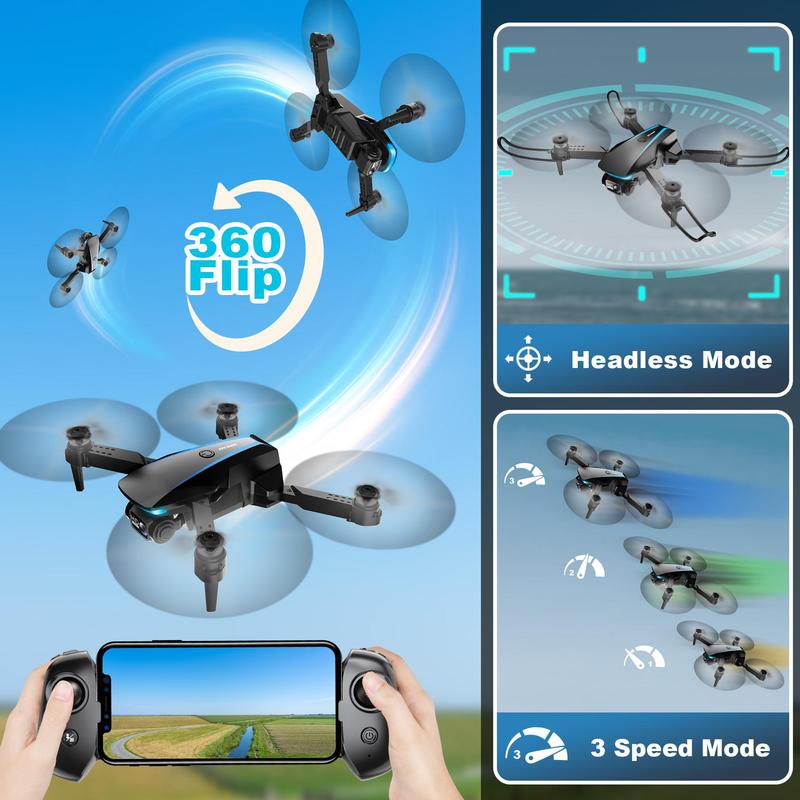 1080P HD Camera Drone for Beginners (Kids/Adults) - Foldable Mini Design, Stable Hover, Trajectory Flight, 90° Lens, 3D Flip, One Key Start - Gift Idea!