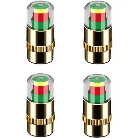 4Pcs Automotive Tire Pressure Monitor Valve Stem Caps, 3-Color Eye Alert Sensor Indicators for Cars