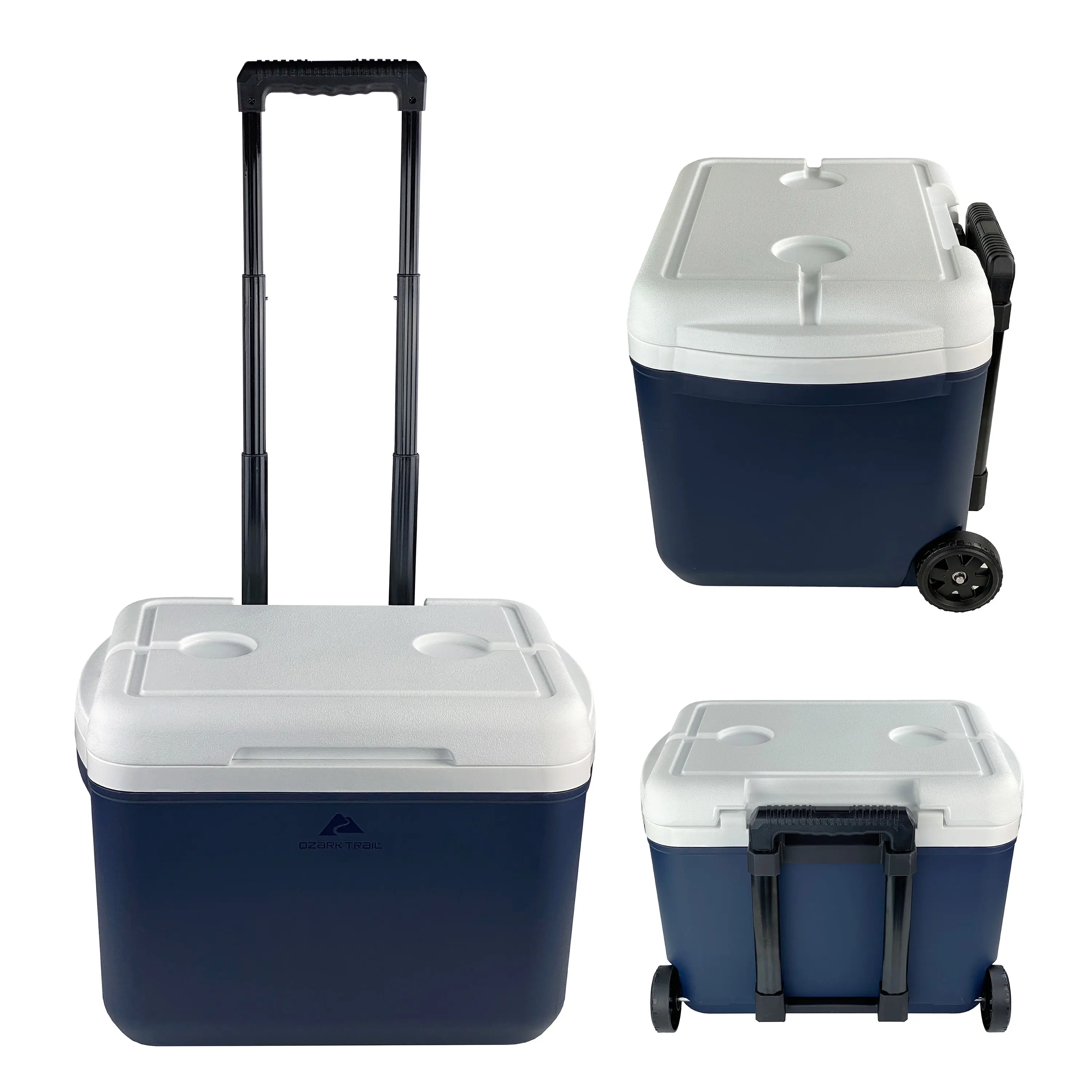 Ozark Trail 30 Qt Wheeled Cooler, Hard Sided Ice Chest with Rolling Wheels & Telescoping Handle for Camping & Beach Trips, 42 Can Cooler Outdoor Cooler Travel Cooler
