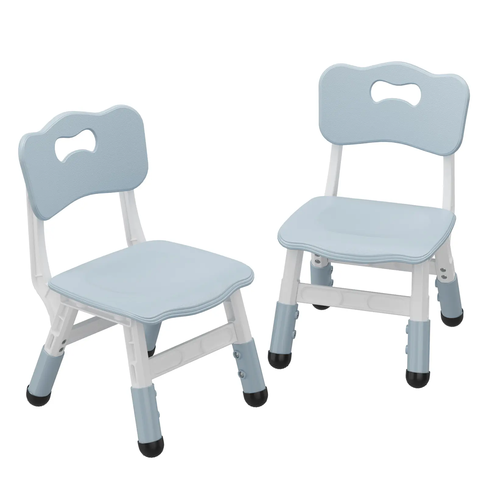 2-Pack Sturdy Plastic Toddler Desk Chairs, Height-Adjustable Kids Chairs with Ergonomic Backrest, Non-Slip Foot Pads, Stackable Design for Home, Nursery, Sturdy Plastic Desk Chairs