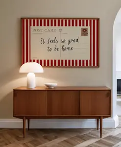 [No Frame] Vintage Postcard Poster: Striped Homely Wall Art Print