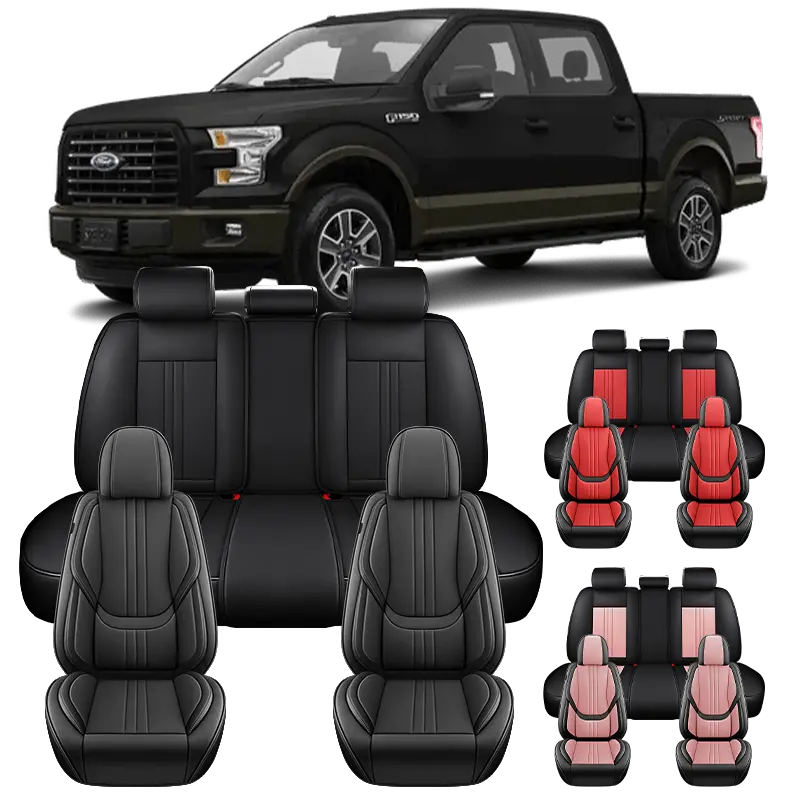 Full Set Leather Car Seat Covers for Ford F-150 - Black & Red Options - Premium Quality Protection