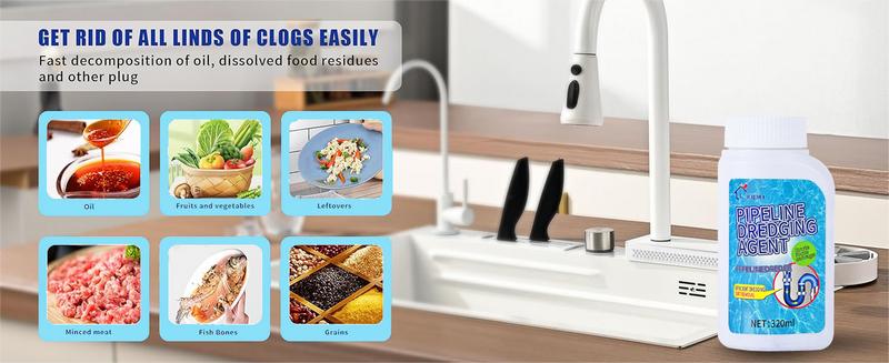 џLiapu Powerful Pipe Dredging Agent for Kitchen and Toilet Pipelines - Dissolves 200+ Blockages and Kills 99% of Bacteria