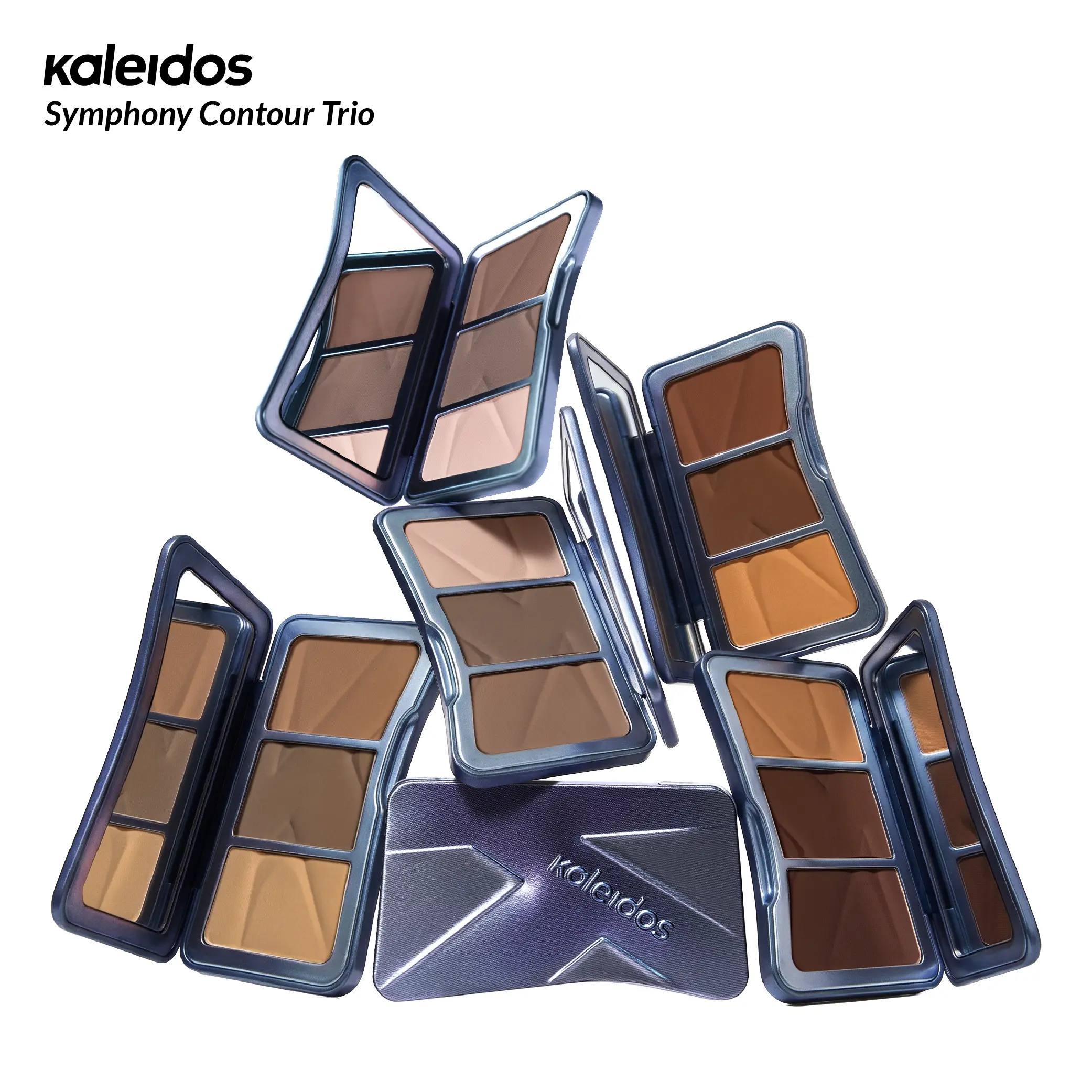 Kaleidos Symphony Contour Trio 3-in-1 Cosmetic Contouring Palette - Silky-Smooth Powder, Natural Sculpting, Flawless Definition, Summervibes Finish, Bronzer, Illuminator, Blendable, Enhances Features, All Skin Types, Beauty Gift for Women,back to school