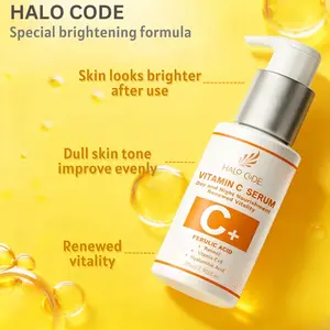 Halo Code Vitamin C Serum with Retinol, Caprylic, Vitamin C+E, Hyaluronic Acid, Hydrolyzed Collagen for Wrinkles, Dark Spots, Hydrating Daily Moisturizer for All Skin Types skincare anti-wrinkle vitiminc deeply hydrate Moisturizing Face ferulic Intense