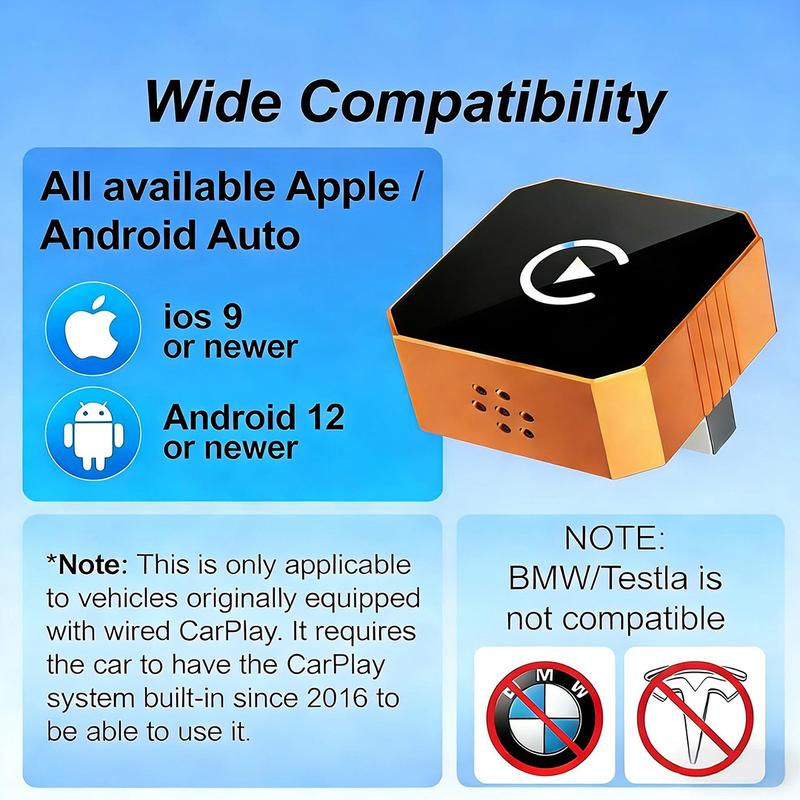 2026 New 2-in-1 Wireless CarPlay Adapter, High-Speed No-Latency Connection & Hands-Free Calling, Compatible with All Apple & Android Phones for Car Entertainment Systems