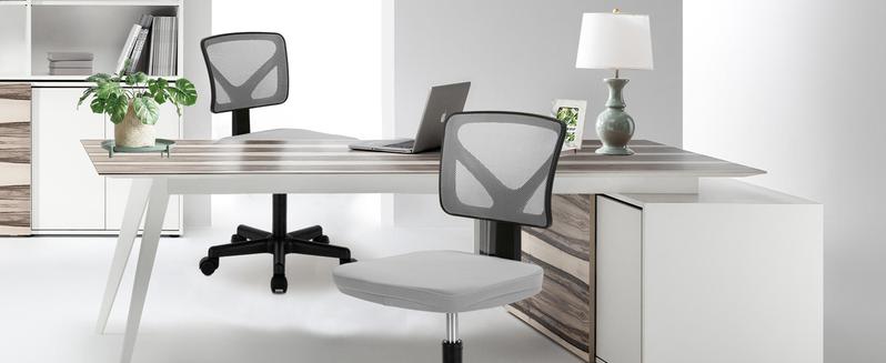 Furnest Furniture Indoor Furniture Chair Height Adjustable Armless Low Back with 360° Rolling Swivel Wheels for Small Space, Office, Bedroom