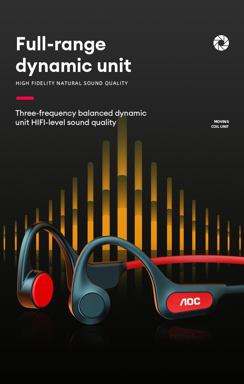 AOC ACN4521 Bone Conduction Neckband Wireless Earphones with High-Fidelity Natural Sound, Immersive Vibration Audio, Reduced Sound Leakage, IP56 Waterproof, Wireless Headphones for Music, Calls & Sports