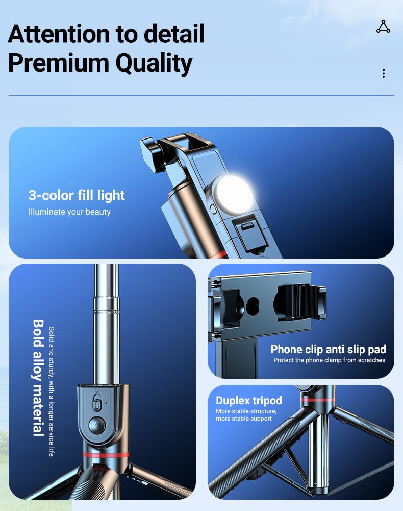 INFOJIFA 2026 New Multi-Function Selfie Stick, 1.8m Extendable Selfie Stick With Wireless Bluetooth Remote, 360° Rotation Design, Ideal For Vlogging, Compatible With IPhone 17/16/15/14 and Android Phones.