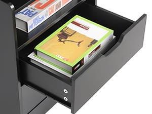 Sikaic LED Tall Nightstand with Bookshelf Charging Station Modern Bedside Table with 2 Storage Drawers and Open Storage Space