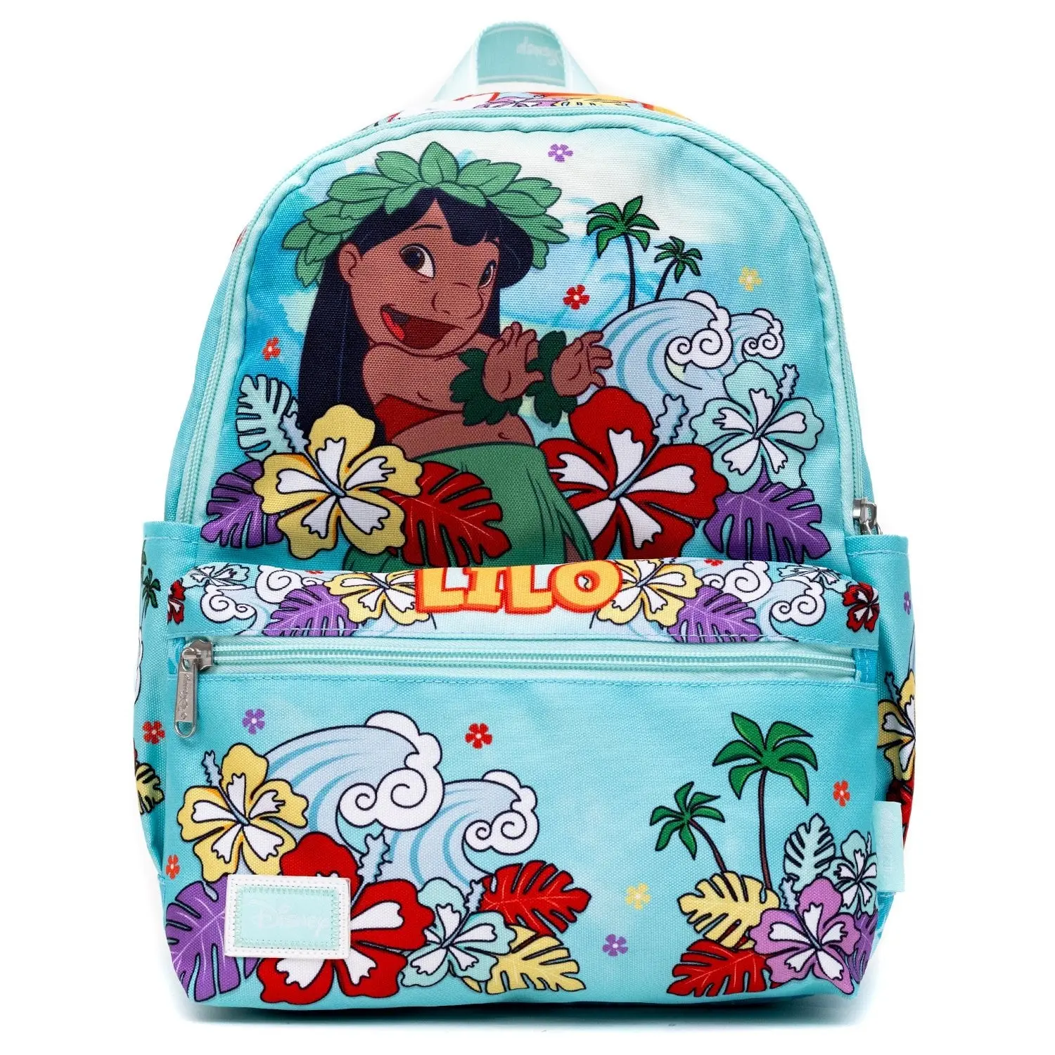 WondaPop Disney Lilo & Stitch Cartoon Character Mini Backpack, Tropical Palm Trees & Flowers Nylon Bag with Pin Trading Straps, Mini Backpacks, Character Lilo And Stitch, All Over Print, Plants