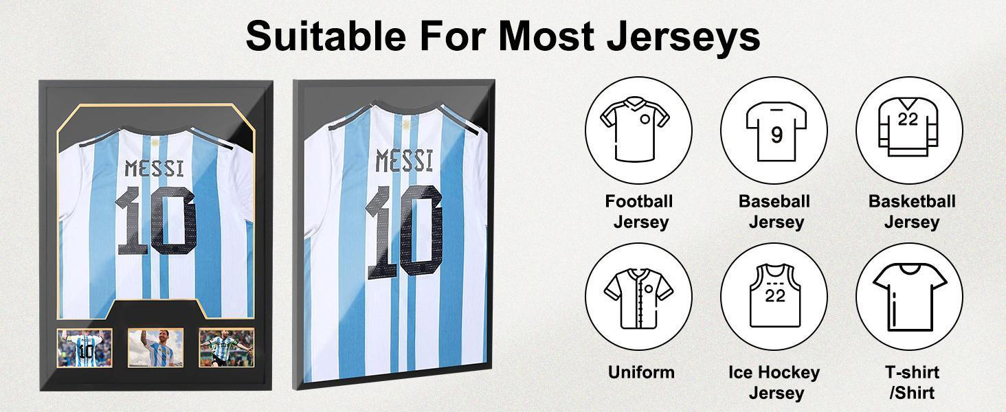 Jersey Frame Display Cases, Jersey Frame with Picture Slots, Jersey Shadow Box Display Case, 98% UV Protection, Football, Basketball