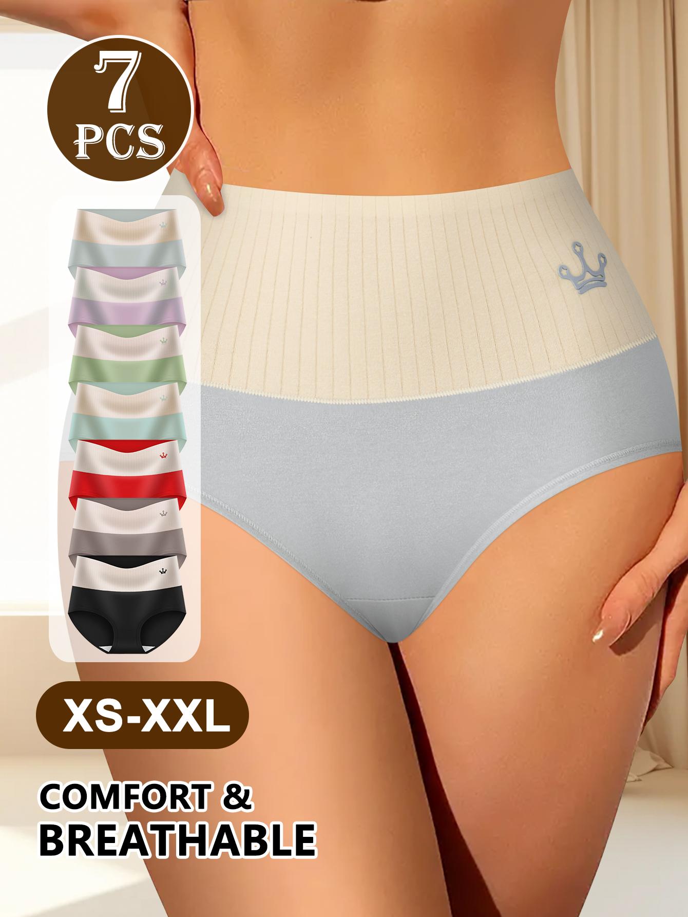 QUASTI Women's 7-Pack High-Waisted Cotton Seamless Compression Briefs - Color Block Style, Soft Elastic Comfortable Fabric, Tummy Control, Hip Lifting, Anti-Ride Up, Breathable, S-XXL, 7 Pcs / 7 Color, Elegant QUASTI Women's 7-Pack High-Waisted Cotton Seamless Compression Briefs - Color Block Style, Soft Elastic Comfortable Fabric, Tummy Control, Hip Lifting, Anti-Ride Up, Breathable, S-XXL, 7 Pcs / 7 Color, Elegant