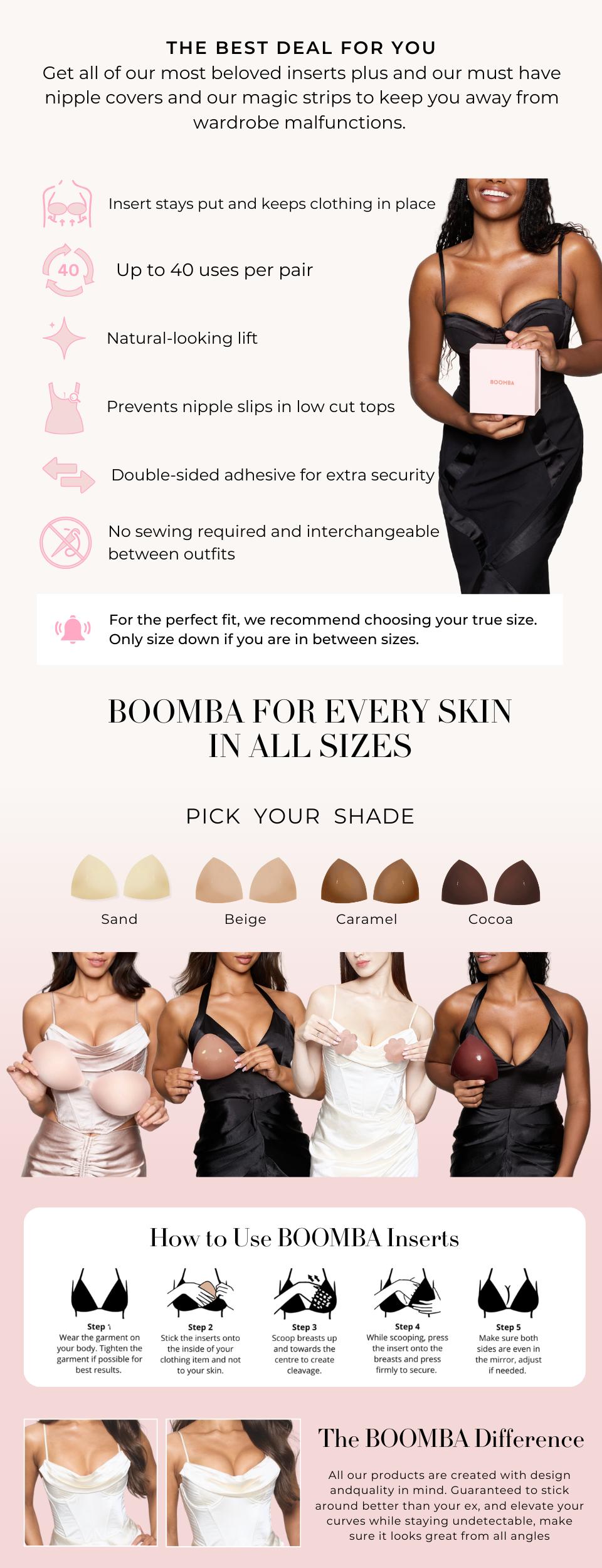 BOOMBA Value Bundle - Patented Sticky Bra Inserts - Pack of 5