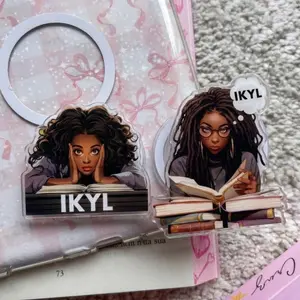 IKYL Black Girl Reader Phone Grip, Melanin Book Lover Pop Grip, Introvert Reader Aesthetic Pop Socket, Bookish Black Woman Phone Holder Gift