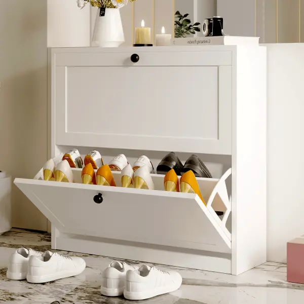 VOWNER Shoes Cabinet with 2 Flip Drawers for Narrow Entryway,Shoe Storage Cabinet Shoe Rack Organizer for Bedroom
