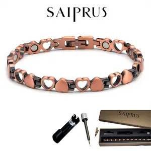 SAIPRUS Women’s Bracelet, Romantic Gift — Pure Copper Magnetic Bracelet/Anklet with Adjustable Tool, a fashionable accessory suitable for both men and women; comes with a modern, stylish gift box—a contemporary and chic choice that makes it the perfect se