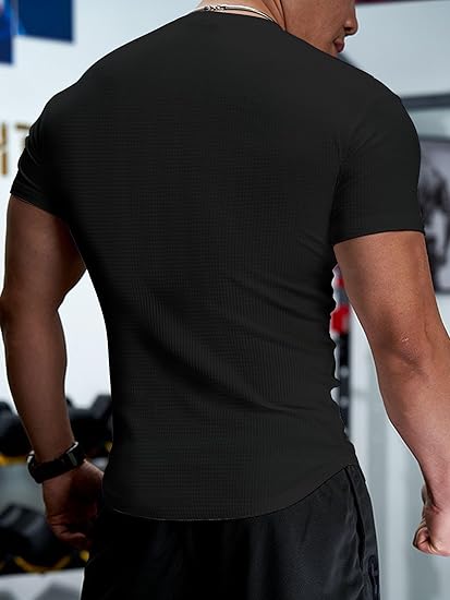 ELENCOCO Set of 2 Men's Plain Muscle Slim V-Neck Short Sleeve T-Shirt for Daily Outdoor Wear, Casual Athletic Wear, and Gym Workout Outdoorfun，Father's Day gift，Tiktok shop deals,Gifts for him,Valentines day outfit SpringStatements