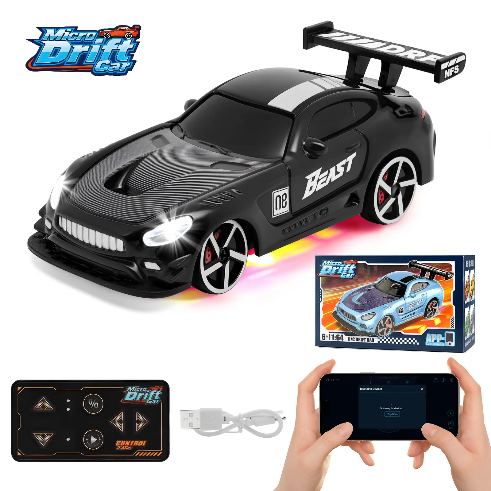 UDROLL Mini RC Drift Car Toy - RC Controlled Racing Car for Kids, Easy Control, Compact Portable Design, Fun Indoor Play Gift for Beginners, Teen Boy Gift