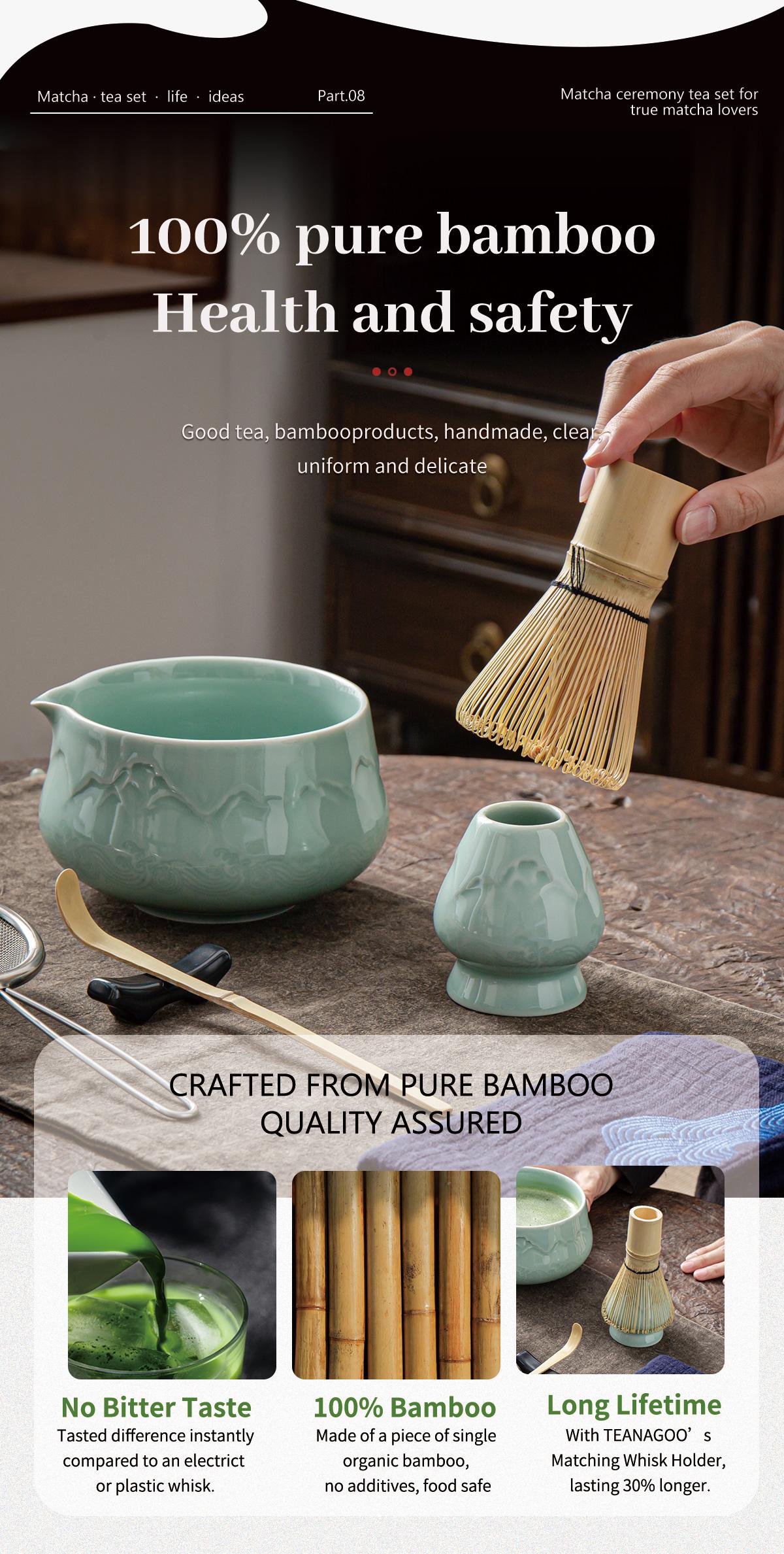 TEANAGOO Christmas Blue Matcha Set 7-Piece Matcha Kit with Gradient Ceramic Bowl Bamboo Whisk Scoop & Sifter Cozy Holiday Gift for Tea Lovers