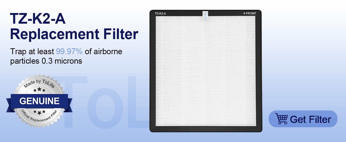 ToLife K2 Air Purifier for Home Large Room Up to 1095 Ft² with PM 2.5 Display, H13 Filter, Auto Mode, Timer, HEPA Air Purifier for Bedroom, Smoke, Pollen, Pet Dander, Allergies, Black