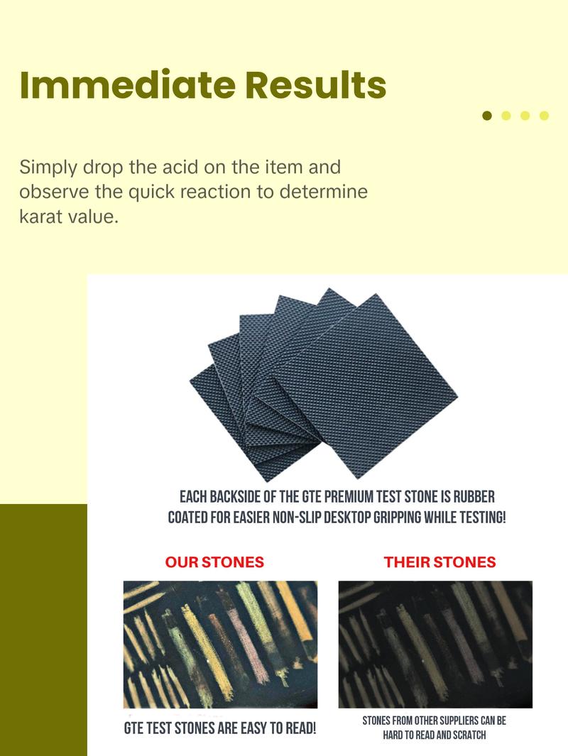 JSP 18K Gold Jewelry Acid Test Kit for Bars Coins Precious Metals w/ GTE Test Stone Fast Fun Accurate Karat Value Testing Solution - Engagement Ring