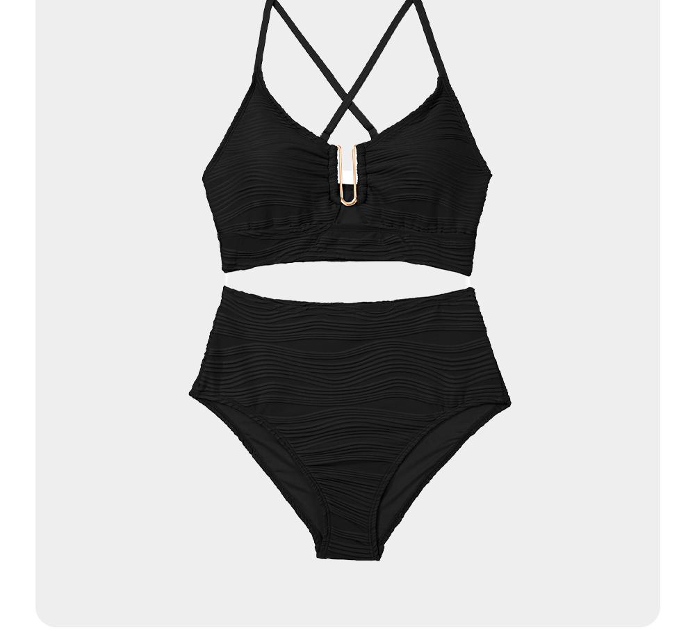 Aleumdr 2 Piece Bikini Set U-Wire Cutout Swimsuit High Waisted Textured 2026 Summer Swimming Clothing Beach Water Sports Tummy Control Swimwear SpringStatements Aleumdr 2 Piece Bikini Set U-Wire Cutout Swimsuit High Waisted Textured 2026 Summer Swimming Clothing Beach Water Sports Tummy Control Swimwear SpringStatements