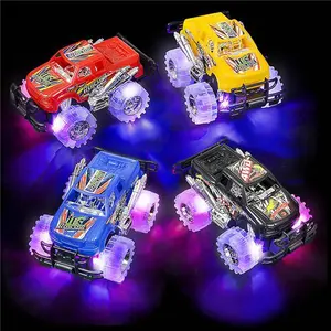 Glowing Push & Go Monster Trucks (Set of 2) – Fun Birthday Gifts for Kids Ages 3+ – Durable Friction-Powered Toy Cars with Light-Up Wheels