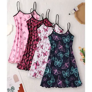 Women's All Over Print Sleeveless Cami Nightdress, Casual Soft Comfortable Spaghetti Strap Nightgown for All Seasons, Lady's Sleepwear for Indoor Wear, Breathable Sleep Dress