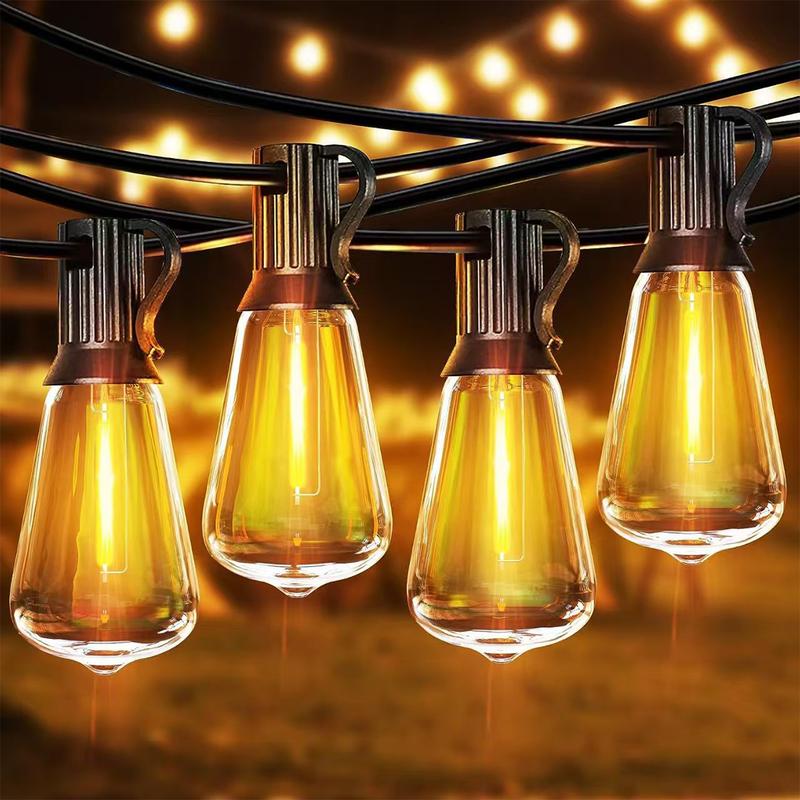 50FT Outdoor String Lights Plug-in with Remote 20 Shatterproof Edison Bulbs Includes 2 Spare Waterproof Patio Lights for Backyard Garden Porch Indoor Outdoor LED Fairy Lights with 4 Modes