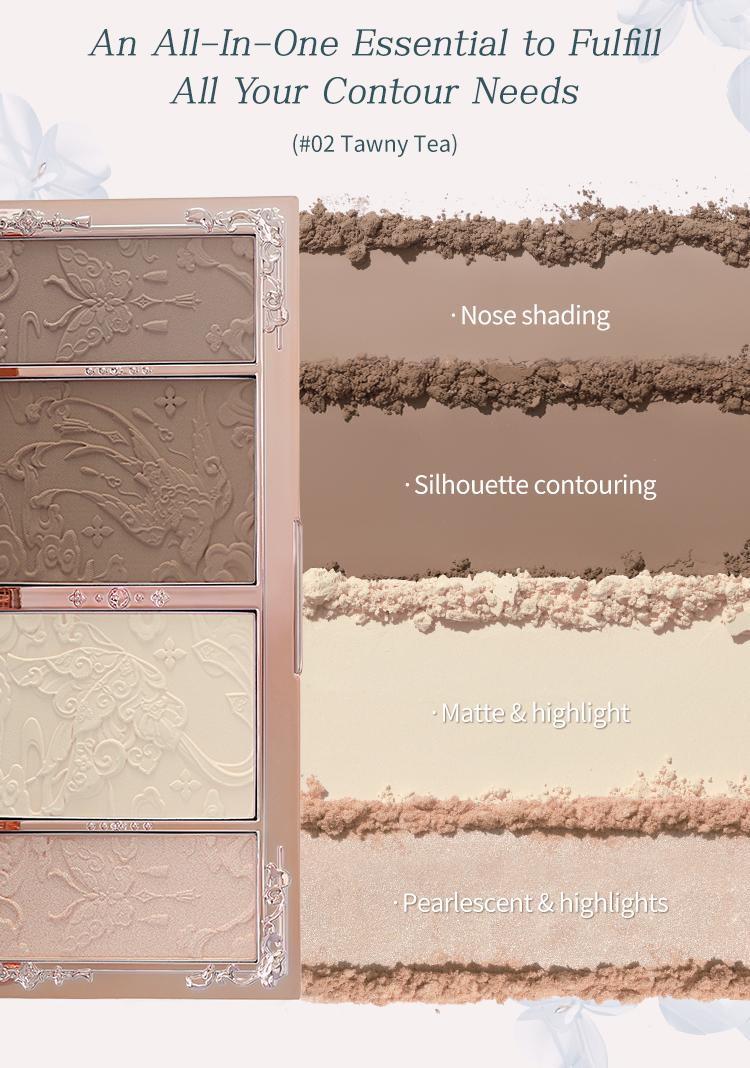 Flower Knows Butterfly Cloud Collar Embossed Highlight & Contour Palette, Made for Cool Shades, Neutral for Sculpting, Bronzing, and Shading, Natural Facial Contouring Makeup Palette, Long Lasting Buildable Concealer Powder, Summer Gift, Beauty Cosmetics