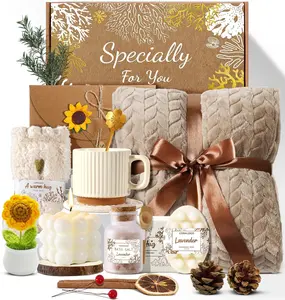 Coralogo Spa Gift Baskets for Women - Get Well Soon, Self Care, Relaxing Sunflower Gift Basket, 11pcs Spa Sets for Women, Luxury Gifts for Her Birthday Valentines Day Mothers Day