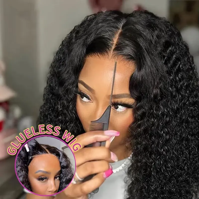 Bling Hair Deep Wave 13x6 13x4 Glueless Wig With Drawstring Hd Lace Frontal Glueless Wig Human Hair For Women Ready to Wear 6x4 Lace Closure Wig Curly Wave Hair