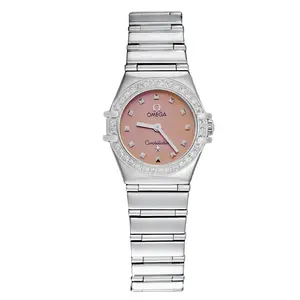 Omega Constellation "My Choice" Mini Ref. 1561.61.00 - Stainless Steel with Custom Diamond Bezel, Pink Dial Quartz Women's Watch WHT030256