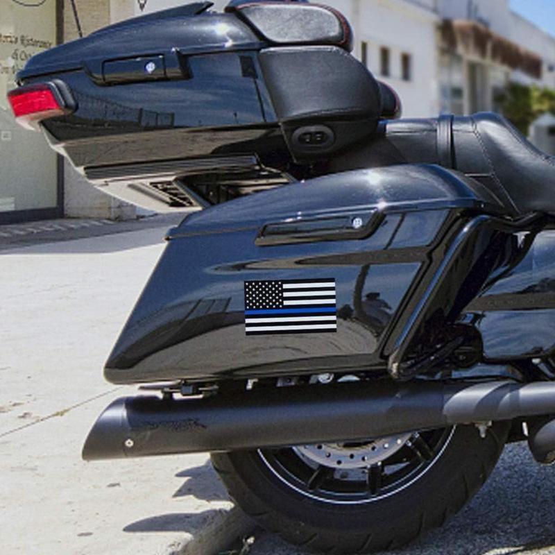 3pcs Reflective US Flag Stickers, Thin Blue Line American Flag Decal Car Laptop Bumer Sticker 5"x3" Vinyl, Support USA Police and Law Enforcement Officers